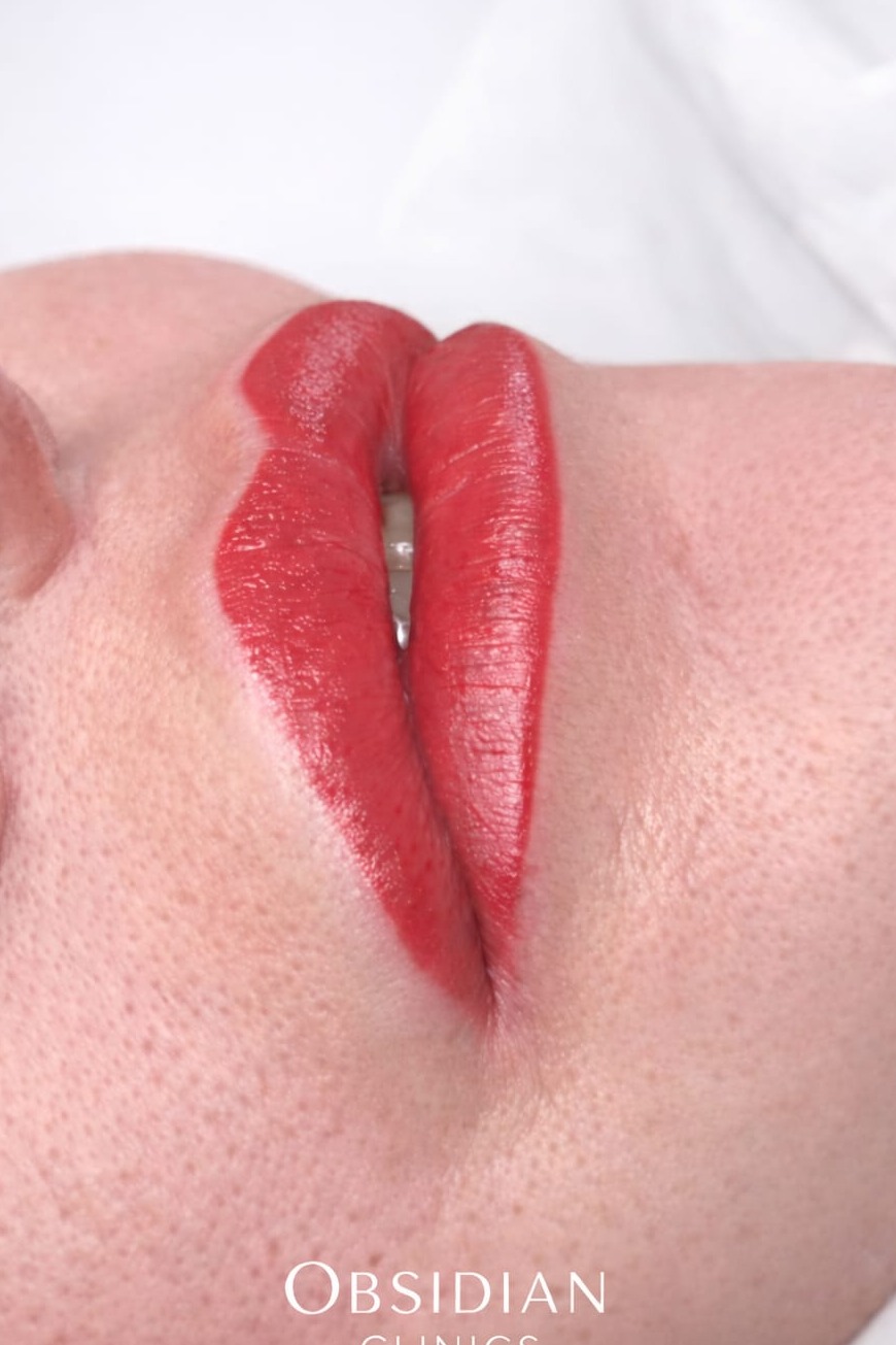 Lip blush full colour semi-permanent makeup result